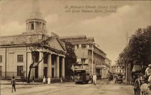 Ak Mumbai Bombay Indien, St. Andrew's-Church, Great-Western-Hotel