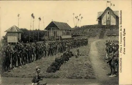 Ak Ononghe Papua-Neuguinea, Fest anlässlich der Bénédiction d'une Eglise