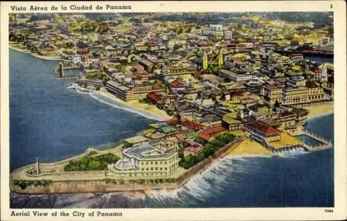 Ak Panama, Luftbild der Stadt