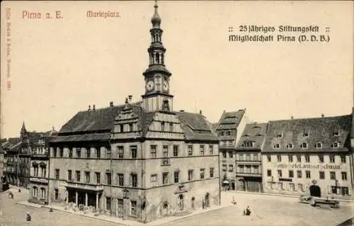 Ak Pirna an der Elbe, Marktplatz, Hotel zum weißen Schwan