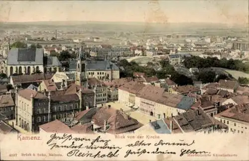 Ak Kamenz in Sachsen, Stadtpanorama von der Kirche aus gesehen