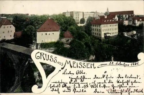 Ak Meißen an der Elbe, Teilansicht