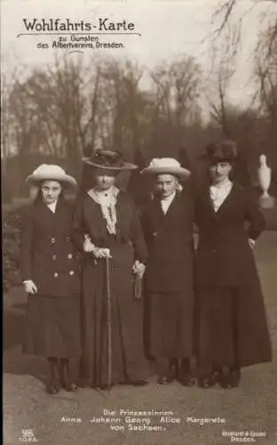 Foto Ak Die Prinzessinnen Anna, Johann Georg, Alice, Margarete von Sachsen