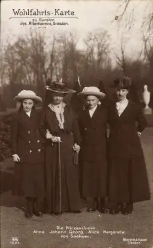 Foto Ak Die Prinzessinnen Anna, Johann Georg, Alice, Margarete von Sachsen