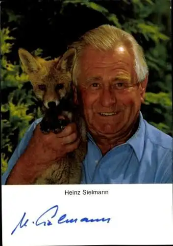 Ak Schauspieler Heinz Sielmann, Portrait mit Fuchs, Autogramm