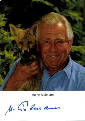 Ak Schauspieler Heinz Sielmann, Portrait mit Fuchs, Autogramm