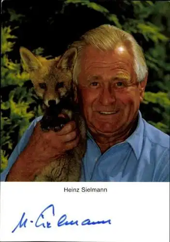 Ak Schauspieler Heinz Sielmann, Portrait mit Fuchs, Autogramm