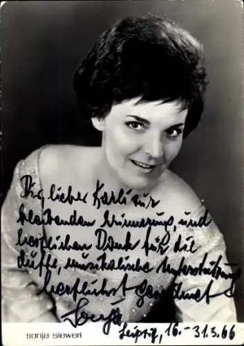 Ak Schauspielerin Sonja Siewert, Portrait, Autogramm