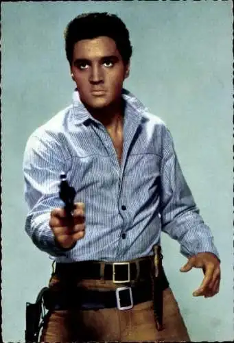 Ak Sänger und Schauspieler Elvis Presley, Portrait, Flammender Stern