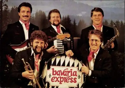 Ak Schauspieler und Sänger Bavaria Express, Gruppenfoto mit Musikinstrumenten