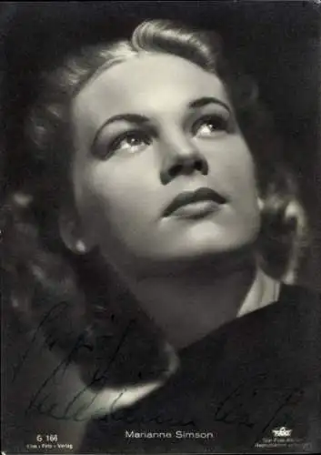 Ak Schauspielerin Marianne Simson, Portrait, Autogramm