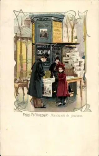 Litho Paris, Zeitungsverkäufer, Zeitungskiosk