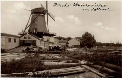 Ak Niederlande, Windmühle, Holz, Holzbalken