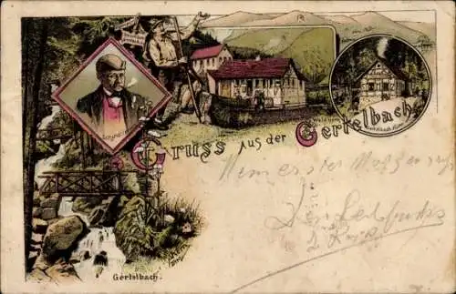 Künstler Litho Gertelbach Bühlertal, Schindelpeter, Waldhorn