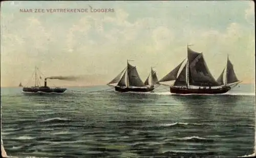 Ak Niederlande, Fischerboot, Segelschiffe, Heimkehr, Fischfang