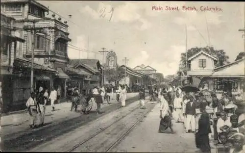 Ak Ceylon Sri Lanka, Pettah, Hauptstraße
