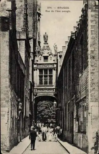 Ak Bruges Brügge Flandern Westflandern, Blick in die Rue de l'ane aveugle