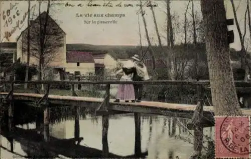 Ak Leben auf den Feldern, auf der Brücke