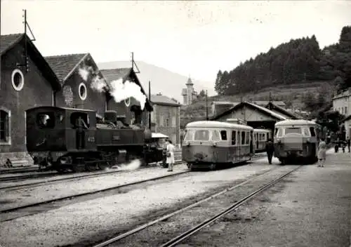 Ak Französische Eisenbahn, Dampflokomotive Nr. 403, Bahnschienen, Wagon