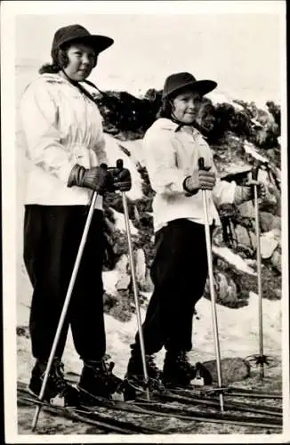 Ak Prinzessin Beatrix und Irene, Sankt Anton, Februar 1949