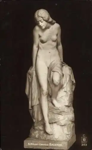 Ak Plastik von A. Müller Badende