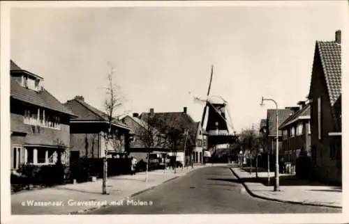 Ak Wassenaar Südholland Niederlande, Gravestraat, Windmühle