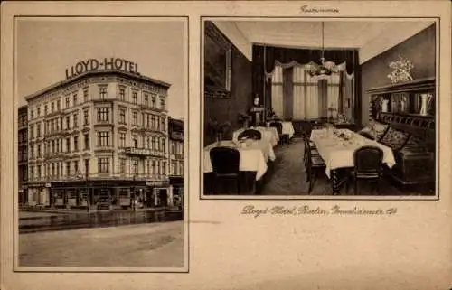 Ak Berlin Mitte, Lloyd-Hotel, Invalidenstraße 124, Außenansicht, Gästezimmer