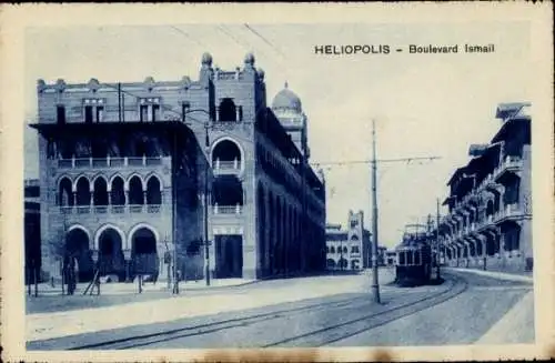 Ak Héliopolis Kairo Kairo Ägypten, Boulevard Ismail, Straßenbahn