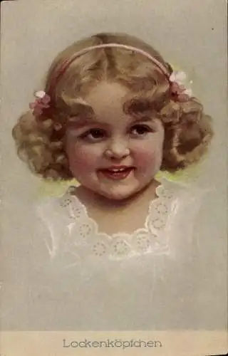 Künstler Ak Lockenköpfchen, Kinderportrait, Mädchen