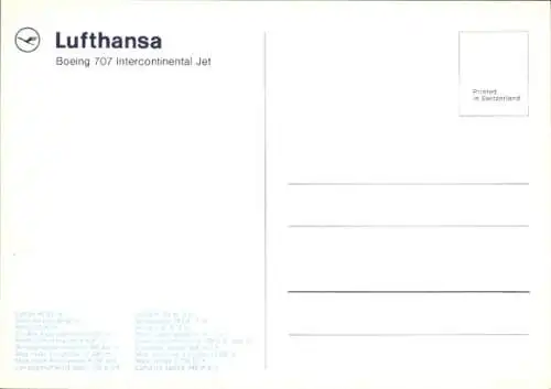 Ak Deutsches Passagierflugzeug, Lufthansa, Boeing 707 Intercontinental Jet