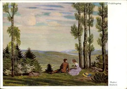 Künstler Ak Einbeck, Walter, Frühlingstag, Paar auf einer Lichtung