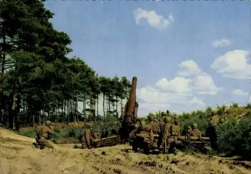Ak Deutsche Bundeswehr, Schwere Feldartillerie 20,3 in Feuerstellung
