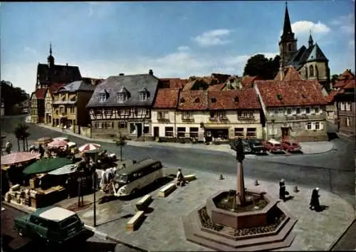 Ak Oberursel im Taunus Hessen, Marktplatz, Brunnen, Fachwerkhaus, Kirche, VW Bus