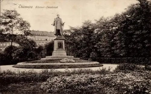 Ak Chemnitz in Sachsen, Körner-Denkmal