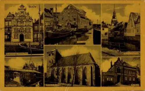 Ak Stade in Niedersachsen, Museum, Bürgermeister Hintze Haus, Speicher, Wilhardi Kirche