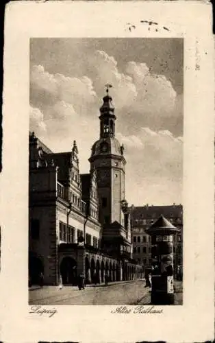 Ak Leipzig in Sachsen, altes Rathaus, Litfaßsäule