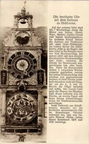 Ak Heilbronn am Neckar, Rathaus, Uhr