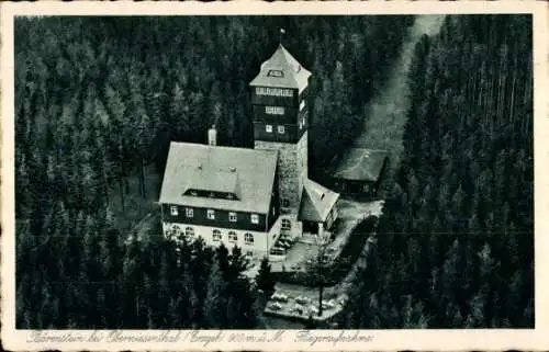 Ak Bärenstein im Erzgebirge, Aussichtsturm, Fliegeraufnahme