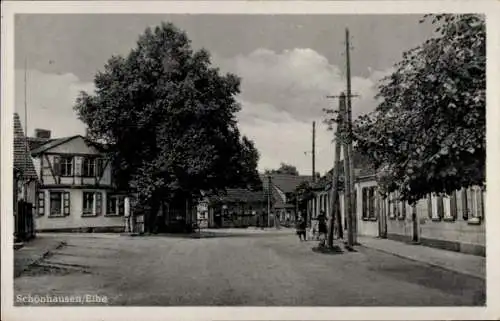 Ak Schönhausen an der Elbe, Straßenpartie