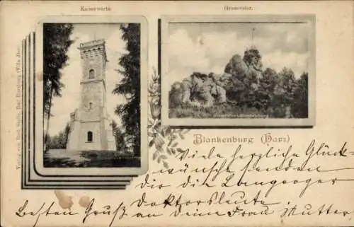 Ak Blankenburg am Harz, Kaiserwarte, Großvater, Felspartie