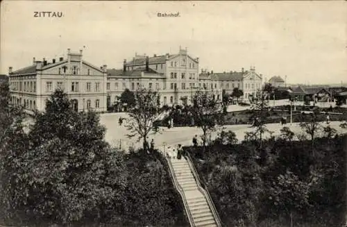 Ak Zittau in Sachsen, Bahnhof