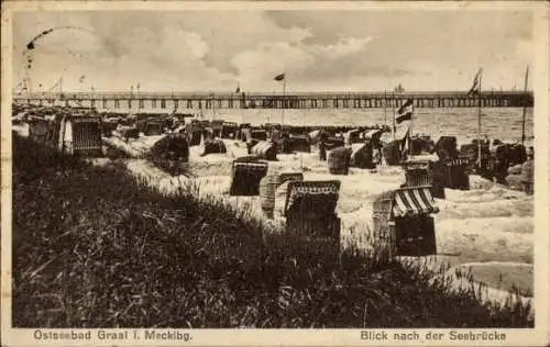 Ak Ostseebad Graal Müritz, Strand, Seebrücke