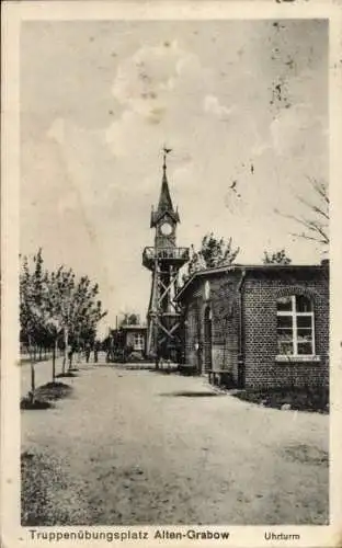Ak Altengrabow Möckern in Sachsen Anhalt, Truppenübungsplatz, Uhrturm