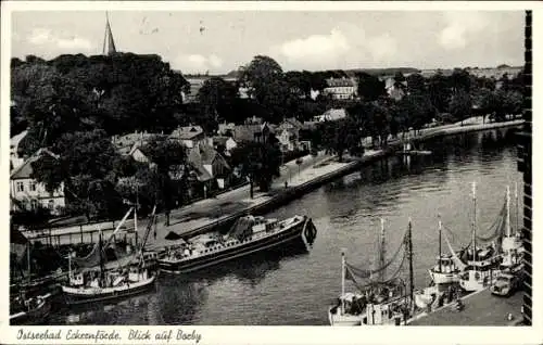 Ak Ostseebad Borby Eckernförde, Teilansicht, Hafen, Boote