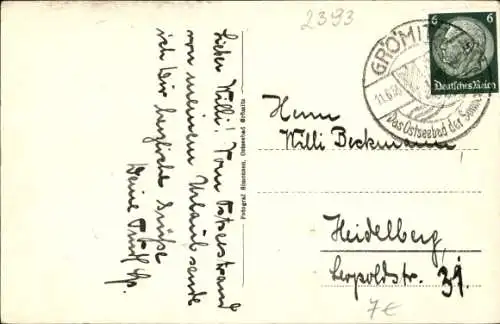 Ak Ostseebad Grömitz in Ostholstein, Seebrücke, Gedicht, Flaggen