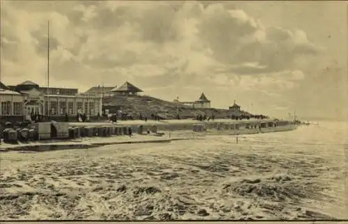 Ak Nordseebad Norderney Ostfriesland, Strand, Strandkörbe, Pavillon