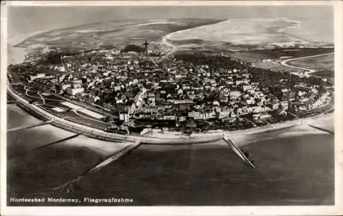 Ak Norderney in Ostfriesland, Totalansicht, Fliegeraufnahme