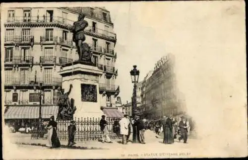 Ak Paris V, Place Maubert, Statue von Étienne Dolet