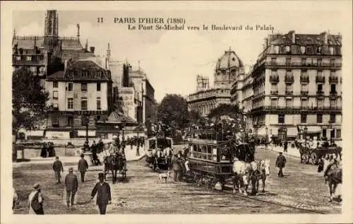 Ak Paris IV, Pont St-Michel in Richtung Boulevard du Palais