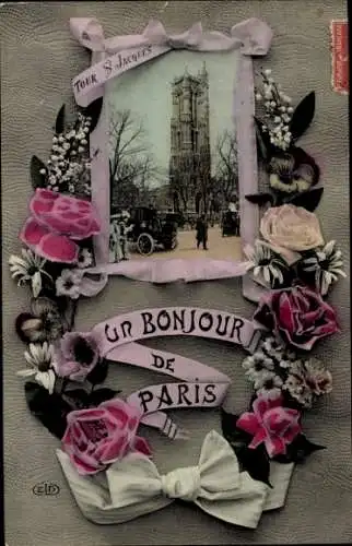 Passepartout Ak Paris IV, Turm St. Jacques